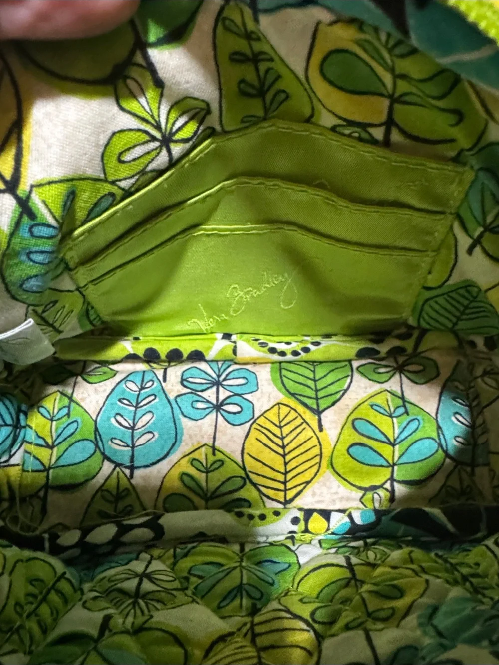 Vera Bradley Neon Green Printed Crossbody Bag with Chain Strap